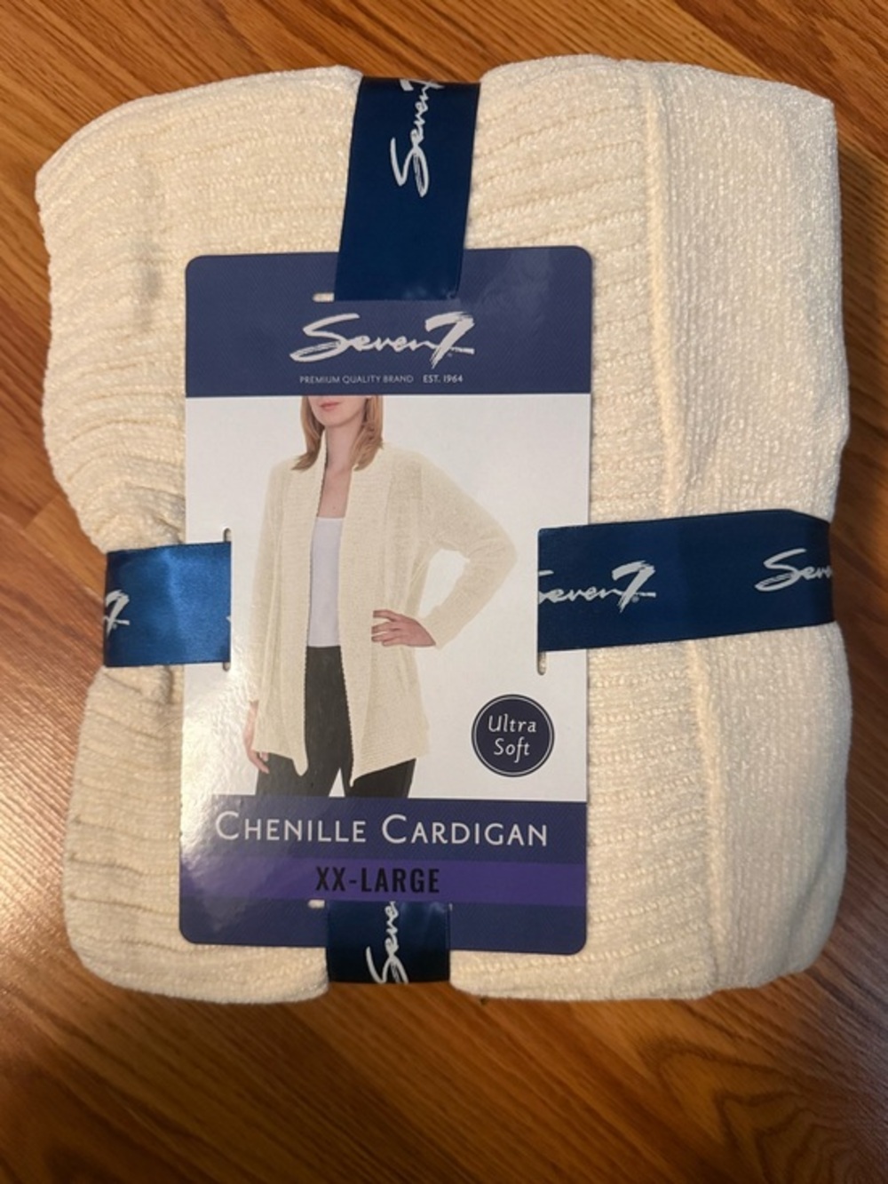 Seven7 Ultra Soft Chenille Cardigan XXL Antique White Cream Cozy Plush Open NEW